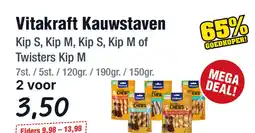 Budget Food Vitakraft Kauwstaven Kip S, Kip M, Twisters Kip M aanbieding