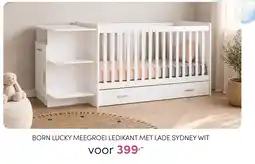 Baby & Tiener Born lucky meegroei ledikant met lade sydney wit aanbieding