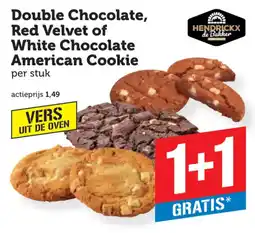Coop hendrickx de bakker double chocolate, red velvet of white chocolate american cookie aanbieding