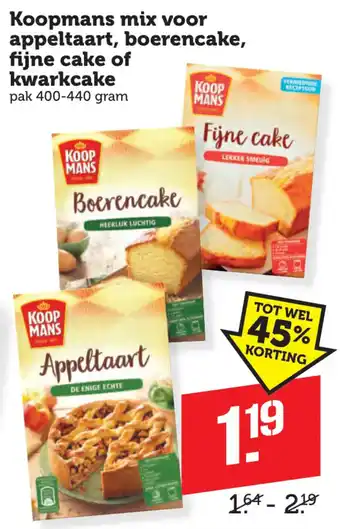 Koopmans mix voor appeltaart, boerencake, fijne cake of kwarkcake