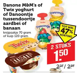 Coop Danone M&M's of Twix yoghurt of Danooontje aanbieding
