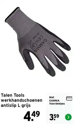GAMMA Talen Tools werkhandschoenen antislip L grijs aanbieding