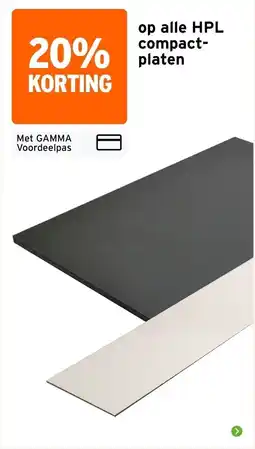 GAMMA HPL compact-platen aanbieding