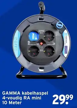 GAMMA GAMMA kabelhaspel 4-voudig RA mini 10 Meter aanbieding