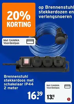GAMMA Brennenstuhl stekkerdoos met schakelaar IP44 aanbieding