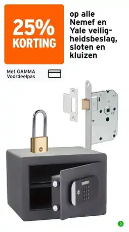 GAMMA Nemef en Yale veiligheidsbeslag, sloten en kluizen aanbieding