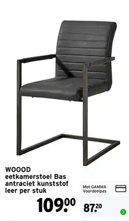 GAMMA woood eetkamerstoel bas antraciet kunststof leer per stuk aanbieding