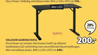 Jysk Haldum gamingtafel 60x120x72 cm aanbieding