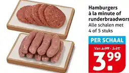 Hoogvliet Alle Hamburgers à la minute of runderbraadwors aanbieding