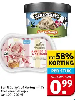 Hoogvliet Alle Ben & Jerry's of Hertog mini's aanbieding