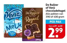 Hoogvliet Alle De Ruijter of Venz chocoladehagel aanbieding