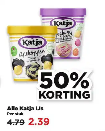 PLUS Alle katja ijs 50% Korting aanbieding