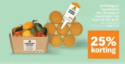 Albert Heijn AH Biologisch mandarijnen net 750 gram of mandarijnen met blad bak 650 gram aanbieding