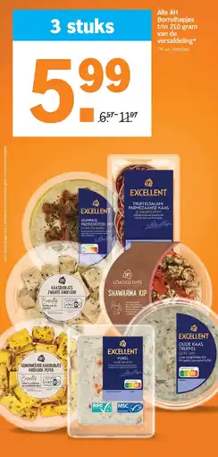 Albert Heijn Alle AH Borrelhapjes t/m 210 gram van de versafdeling aanbieding