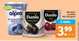 Albert Heijn Alle Alpro en Danio 400-500 gram aanbieding