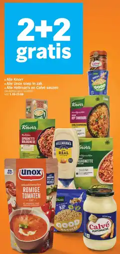 Albert Heijn Alle Knorr
Alle Unox soep in zak
Alle Hellman's en Calvé sauzen aanbieding