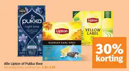 Albert Heijn Alle Lipton of Pukka thee aanbieding