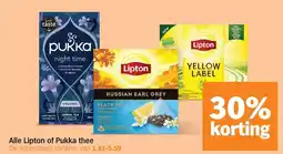 Albert Heijn Alle Lipton of Pukka thee aanbieding