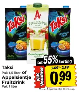 Vomar Voordeelmarkt Taksi Appelsientje Fruitdrink aanbieding