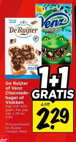 Vomar Voordeelmarkt De Ruijter of Venz Chocolade-hagel of Vlokken aanbieding