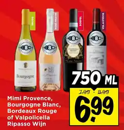 Vomar Voordeelmarkt Mimi Provence, Bourgogne Blanc, Bordeaux Rouge of Valpolicella Ripasso Wijn aanbieding