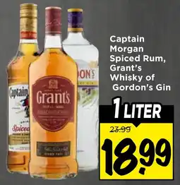 Vomar Voordeelmarkt Captain Morgan Spiced Rum, Grant's Whisky of Gordon's Gin aanbieding