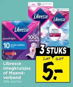 Vomar Voordeelmarkt Libresse Inlegkruisjes of Maandverband aanbieding