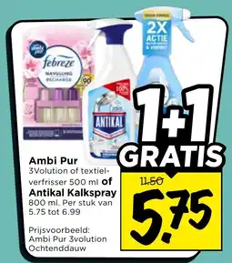 Vomar Voordeelmarkt Ambi Pur 3Volution of textiel-verfrisser of Antikal Kalkspray aanbieding