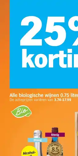 Albert Heijn Alle biologische wijnen 0.75 liter aanbieding