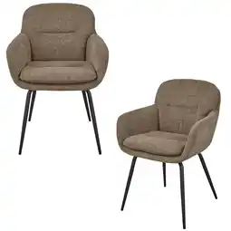 Wehkamp WOOOD Runa Eetkamerstoelen - Polyester - Donker Zand - Set van 2 aanbieding