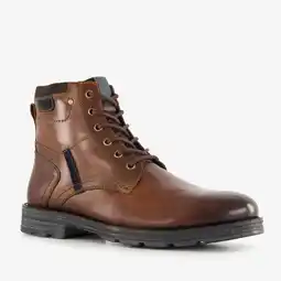 Scapino Van Beers gevoerde leren heren veterboots cognac bruin aanbieding