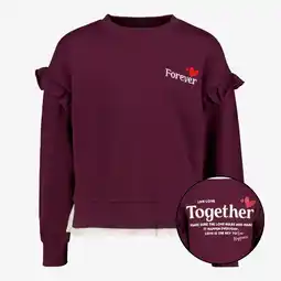 Scapino TwoDay meisjes sweater met kant bordeaux rood aanbieding