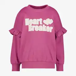 Scapino TwoDay meisjes sweater met opdruk en ruches roze aanbieding