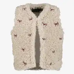Scapino TwoDay fluffy meisjes gilet met strikjes beige aanbieding