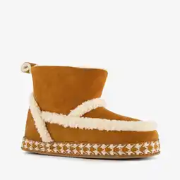 Scapino Thu!s hoge dames pantoffels met teddy voering cognac aanbieding