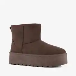 Scapino Blue Box gevoerde dames boots plateauzool donkerbruin aanbieding