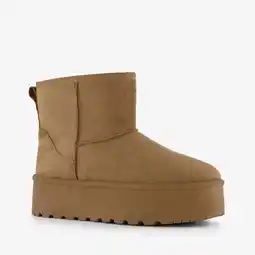 Scapino Blue Box gevoerde dames boots plateauzool cognac aanbieding