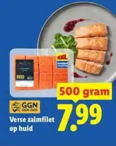 Lidl Verse zalmfilet op huid aanbieding