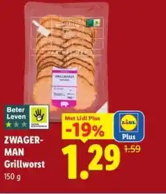 Lidl ZWAGER- MAN Grillworst aanbieding