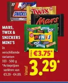 Lidl MARS, TWIX & SNICKERS MINI'S aanbieding