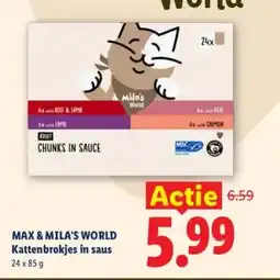 Lidl MAX & MILA'S WORLD Kattenbrokjes in saus aanbieding