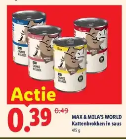 Lidl MAX & MILA'S WORLD Kattenbrokken in saus aanbieding