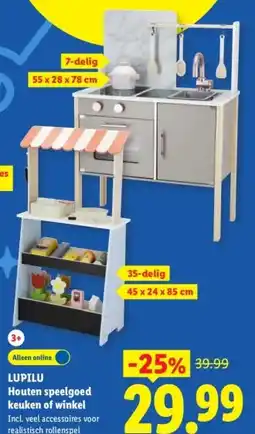 Lidl LUPILU Houten speelgoed keuken of winkel aanbieding