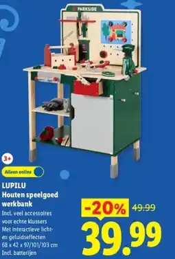 Lidl LUPILU Houten speelgoed werkbank aanbieding