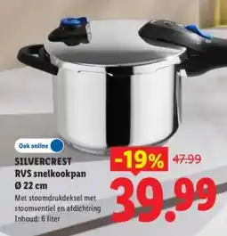 Lidl SILVERCREST RVS snelkookpan Ø 22 cm aanbieding