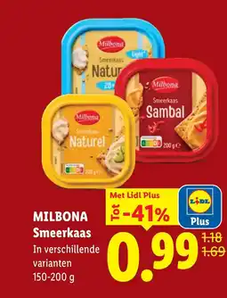 Lidl Milbona smeerkaas aanbieding
