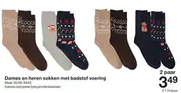 Zeeman Dames en heren sokken met badstof voering aanbieding