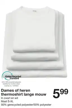 Zeeman Dames of heren thermoshirt lange mouw aanbieding