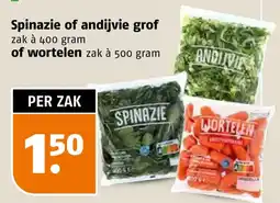 Poiesz Spinazie of andijvie grof of wortelen aanbieding