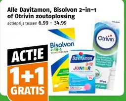 Poiesz Alle Davitamon, Bisolvon 2-in-1 of Otrivin zoutoplossing aanbieding